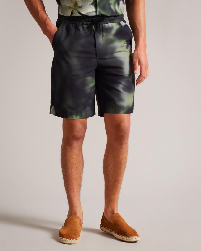 Short Ted Baker Digital Floral Print Noir Homme | WRH-21180409